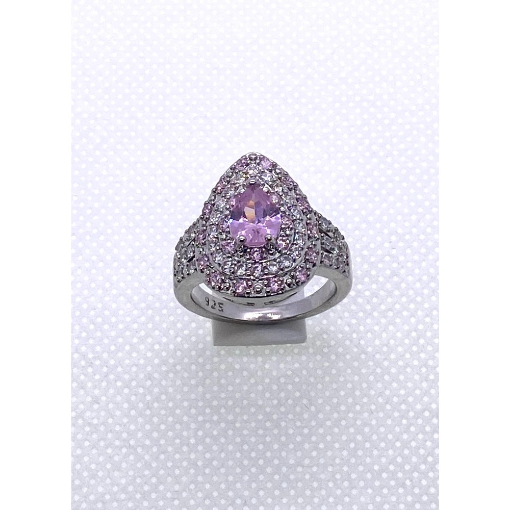 Size 8 Imitation Silver Pink Tourmaline Cluster October Birthstone Teardrop